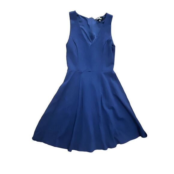 Lulus V-neck navy blue fit and flare skater dress sleeveless XS stretchy - Picture 1 of 8